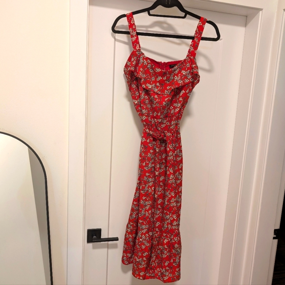 Banana Republic Red Floral Midi Dress